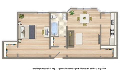 the calverton apartments one bedroom floor plan